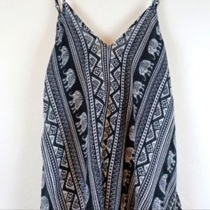 RUE 21 Black & White Batikesque Boho Maxi Hi Lo Dress